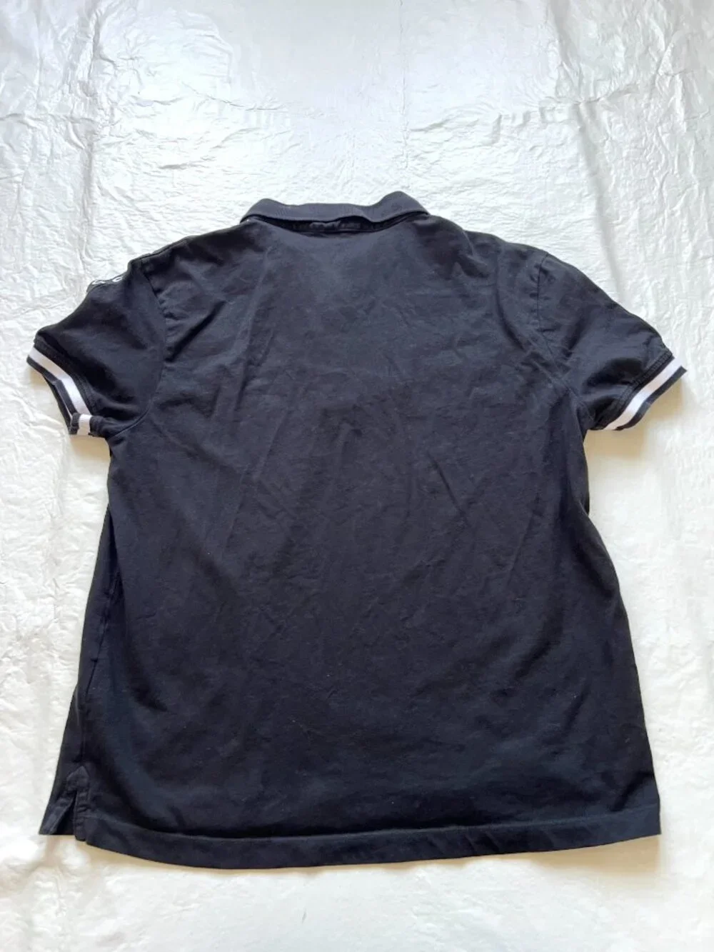 True Religion polo shirt mens Medium black short sleeve white logo collared